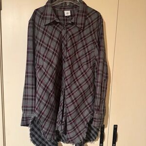 CAbi Women's Plaid Jean Jacket - Gray and Purple